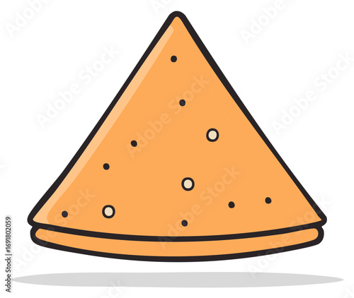 A delicious cartoon pancake folded in a triangle with black and white dots