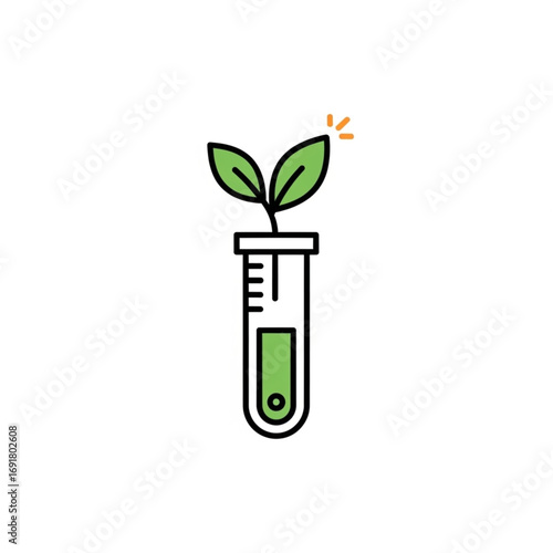 test tube with green leaf