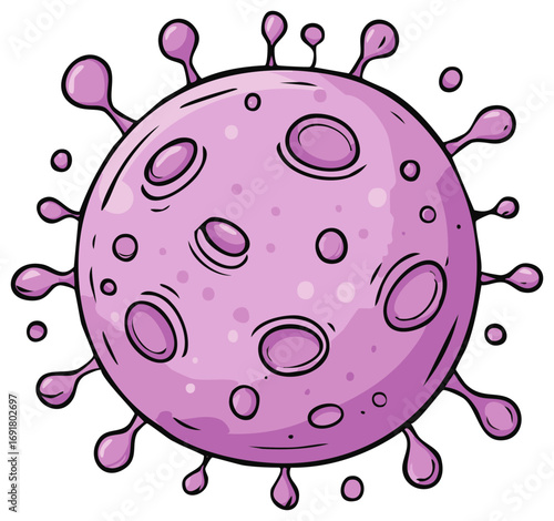 Viral Microbiology Illustration of Pink Pathogen Infectious Disease Microorganism
