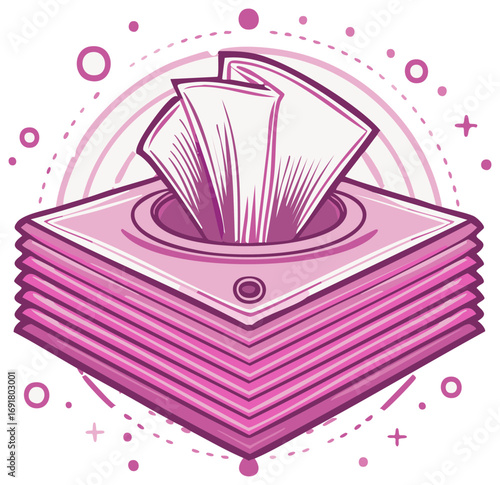Pink Tissues Box with Abstract Geometric Patterns