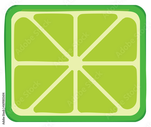 Fresh lime fruit section illustration. Bright green color with juicy segments.