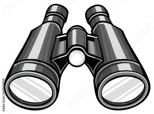Monochrome Binoculars Illustration for Exploration and Discovery Isolated on White