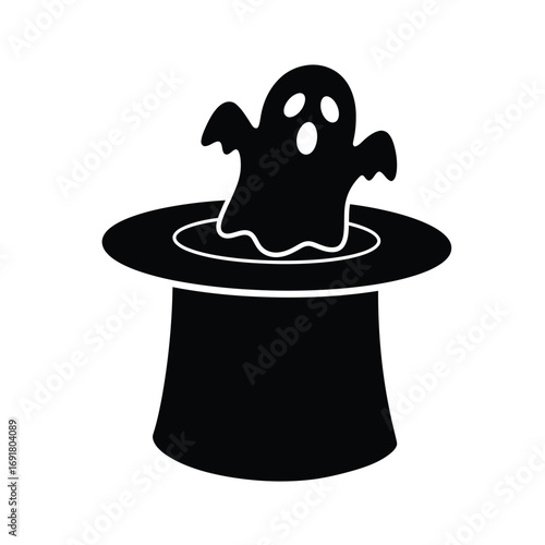 Ghost emerging from top hat icon magic trick