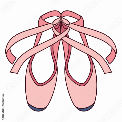 Pink Ballet Slippers with Ribbons Tied in a Bow on White Background shoes dance
