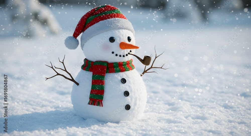 Fototapeta premium Snowy snowman winter scene