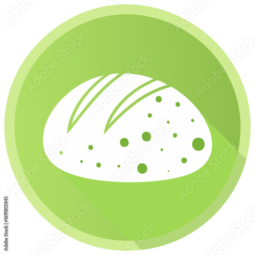 White loaf with circles in the green circle, bread, bakery