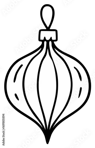 Elegant Christmas ornament line art illustration for festive holiday designs