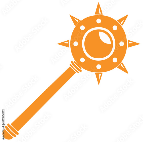 Orange Medieval Weapon Illustration Featuring Spikes and Round Head