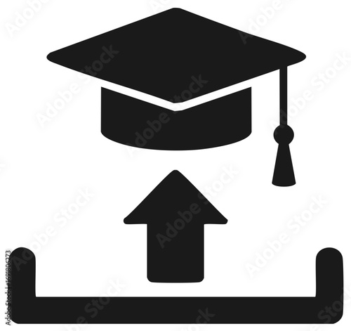 Graduation Upload Icon: Education and Achievement Symbol
