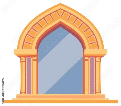 Ornate Golden Archway With Mirror Frame Decorative Classical Architecture Element