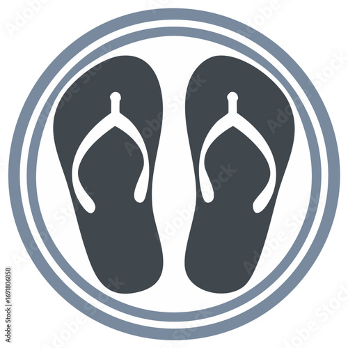 Icon of a pair of flip flops inside a circular frame graphic design.