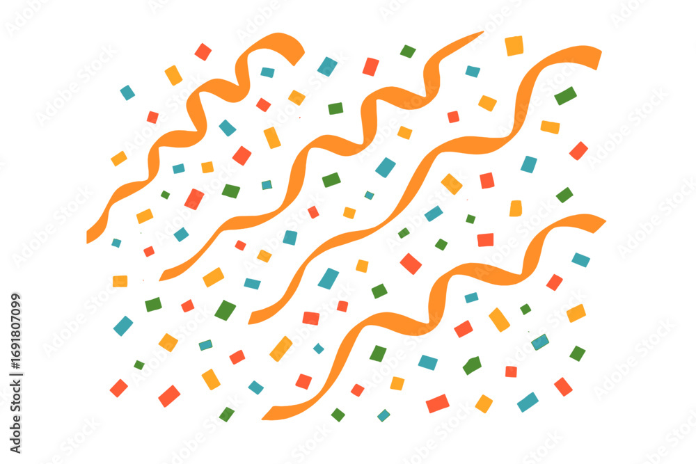 Fototapeta premium Confetti burst effect vector illustration. Colorful party popper explosion with flying ribbons. Festive background for celebration, birthday, anniversary, carnival, or holiday event.