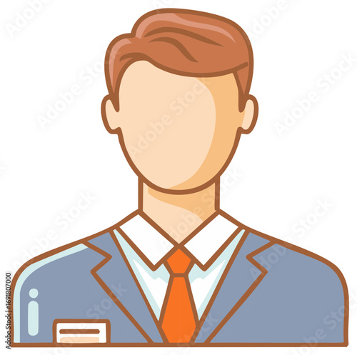Anonymous professional businessman avatar in suit and tie with nametag icon