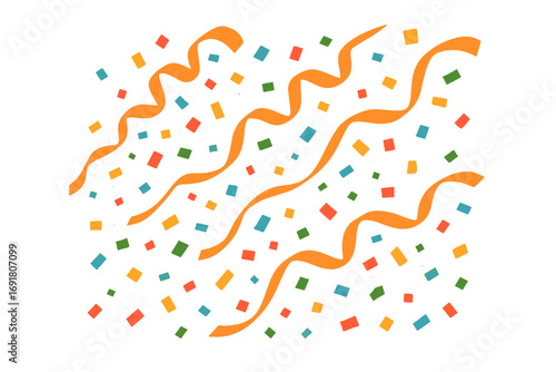 Confetti burst effect vector illustration. Colorful party popper explosion with flying ribbons. Festive background for celebration, birthday, anniversary, carnival, or holiday event.