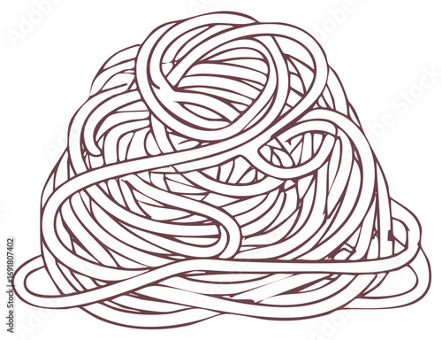 Illustration of pile of Spaghetti strands, Italian food, pasta ingredient, linear style, simplicity and culinary theme