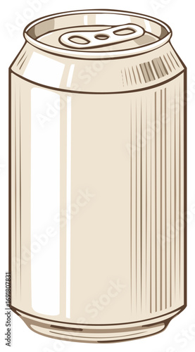 Vintage style line art drawing of a blank aluminum beverage can