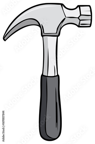 Illustrated claw hammer tool for construction work, hardware, DIY or home repairs.