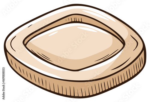 Simple Square Dish with Inner Rim Hand Drawn Illustration