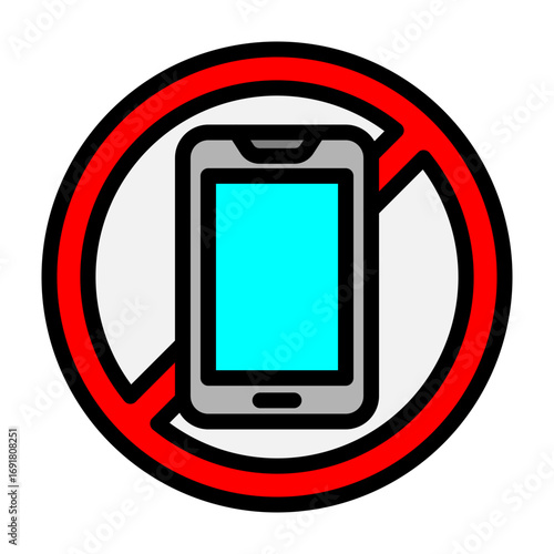 No Mobile Phones Vector Filled Icon Design