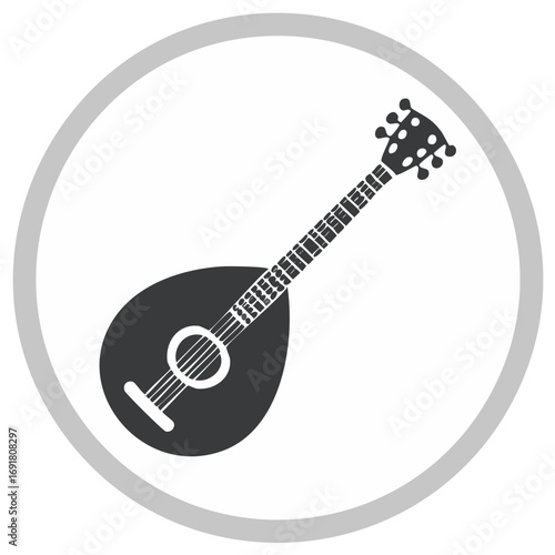 Vector icon of a traditional lute or mandolin stringed musical instrument