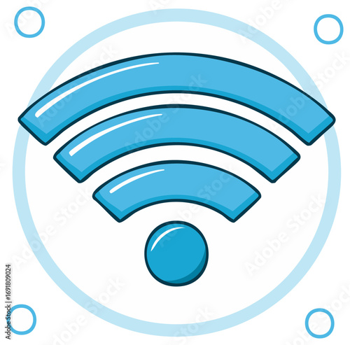 Modern wireless internet connection symbol with blue WiFi signal waves icon