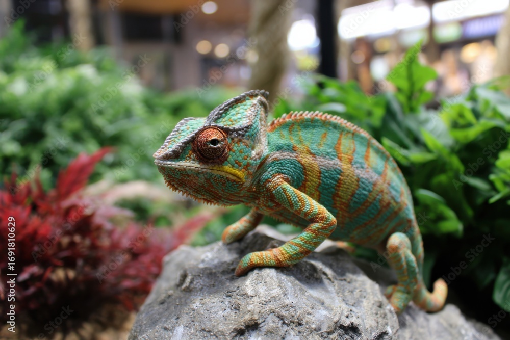 Fototapeta premium Colorful Toy Chameleon in Playful Setting Evoking Joy Imagination and Creativity Perfect for Children and Educational Playtime Activities Fun and Engaging