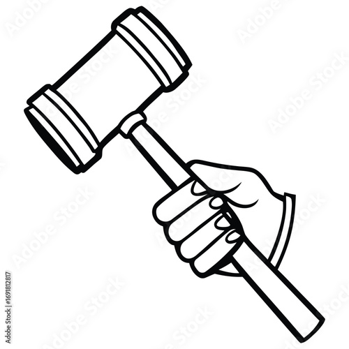 Hand holding a gavel. Holding Judge's Gavel