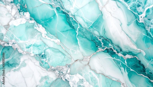 Wallpaper Mural Elegant Turquoise and White Marble Texture with Shimmering Silver Veins, Abstract Luxury Background Torontodigital.ca