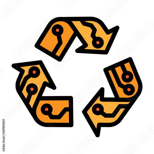 E Waste Recycling Vector Filled Icon Design