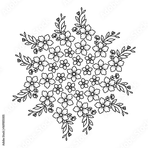 Bloom echo swirl mandala coloring book page