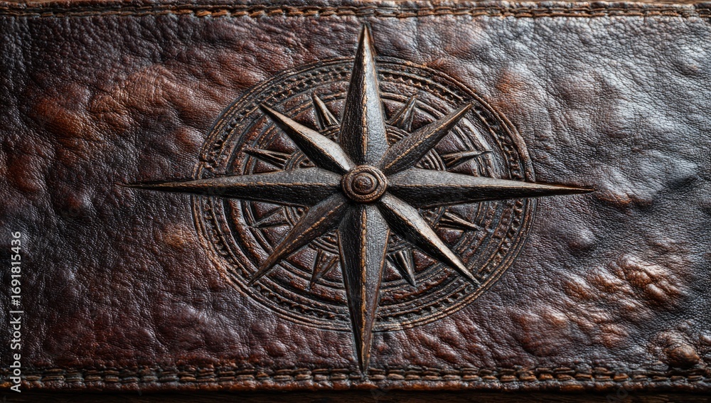 Fototapeta premium Vintage leather with compass rose