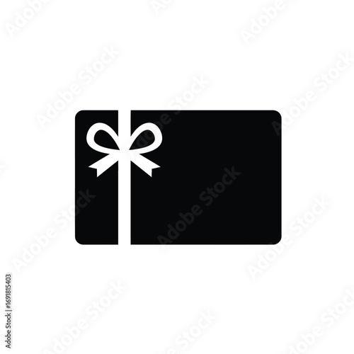 Black gift card icon with white ribbon vector