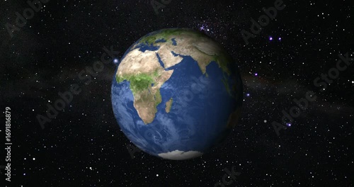 Brazil map highlighted with border, zooming in from the space. Beautiful View of the Globe from Orbit Satellite.