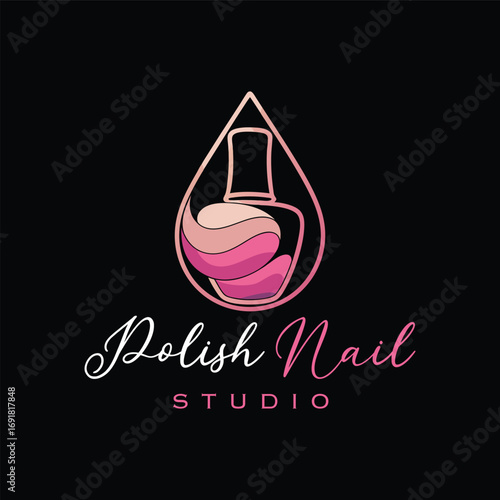 Nail Polish Logo Design Template for Nail Saloon Business.