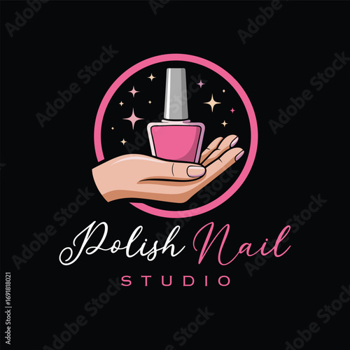 Nail Polish Logo Design Template for Nail Saloon Business.
