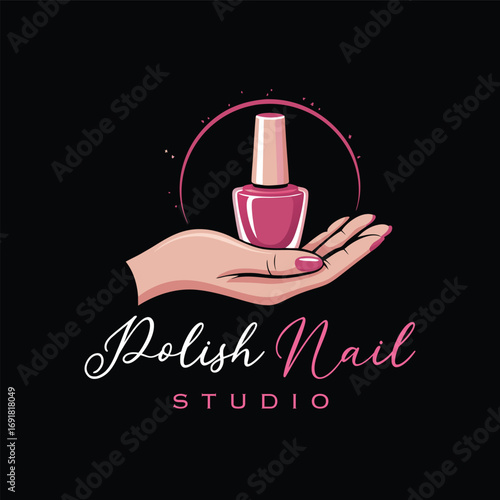 Nail Polish Logo Design Template for Nail Saloon Business.