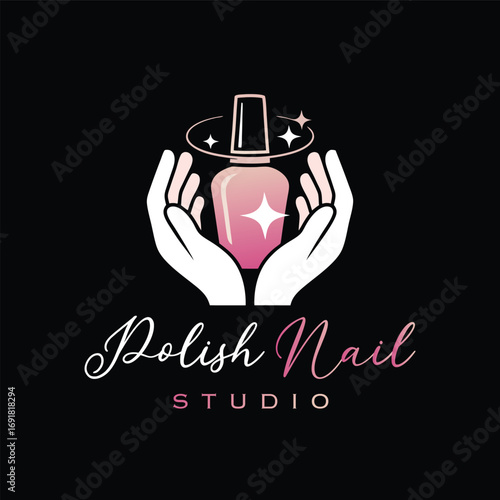 Nail Polish Logo Design Template for Nail Saloon Business.