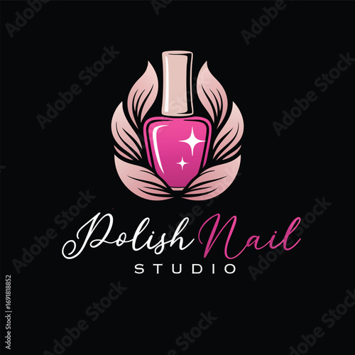 Nail Polish Logo Design Template for Nail Saloon Business.