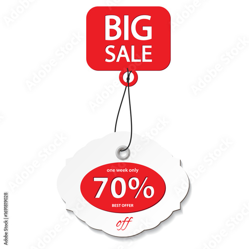 Big sale 70% off concept vector design