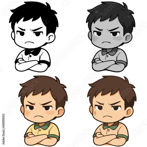 Chibi in mood Annoyed (Frowning, arms crossed) vector design