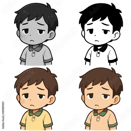 Chibi in mood Disheartened - Regretful (Disappointed, eyes downcast) vector design