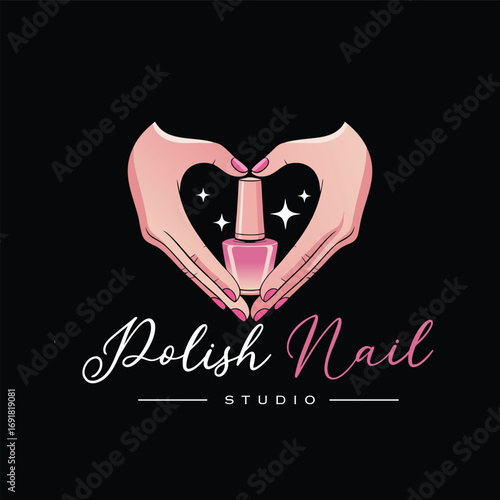 Nail Polish Logo Design Template for Nail Saloon Business.