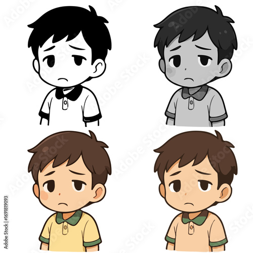 Chibi in mood Overwhelmed-Sorrowful (Very sad, eyes closed) vector design