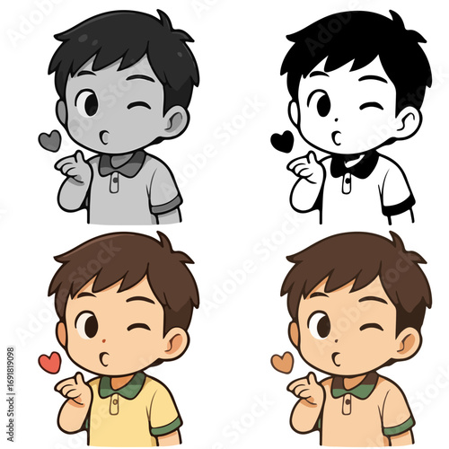 Chibi in mood Loving (Blowing kiss, heart symbol) vector design
