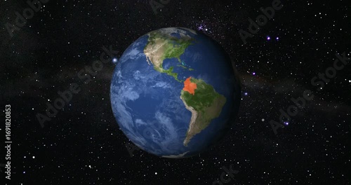 Realistic Earth Rotation And Country Zoom Venezuela.