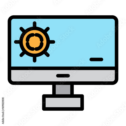 Onboard Computer Vector Filled Icon Design
