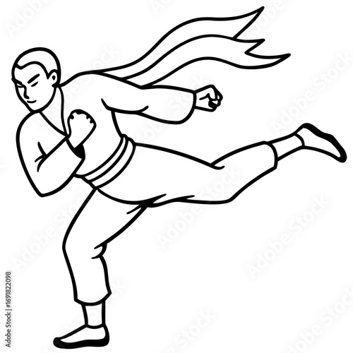 Powerful Monk Mascot with Fire Aura, a Martial Arts Vector Logo