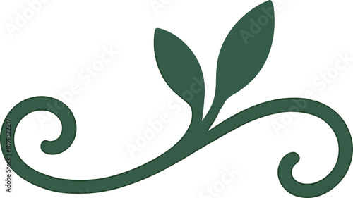Elegant Curled Green Plant Stem Decorative Design Element Illustration