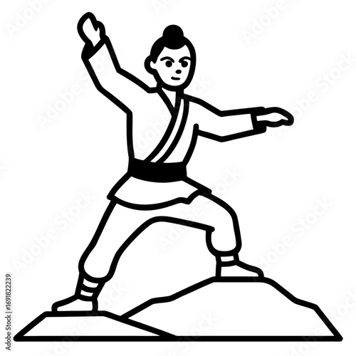  Martial Artist Mascot, a Kicking Ninja or Karate Fighter Vector Logo