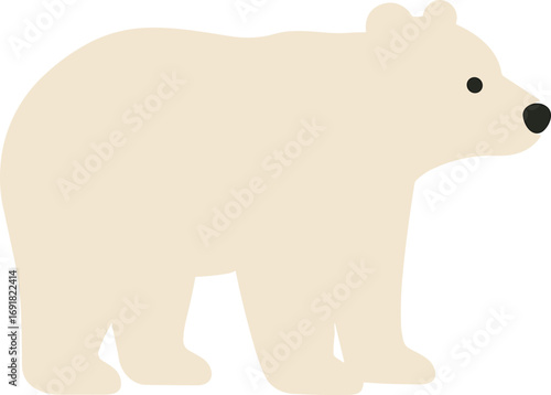 Simple Graphic Flat Polar Bear Cartoon Illustration on White Background
